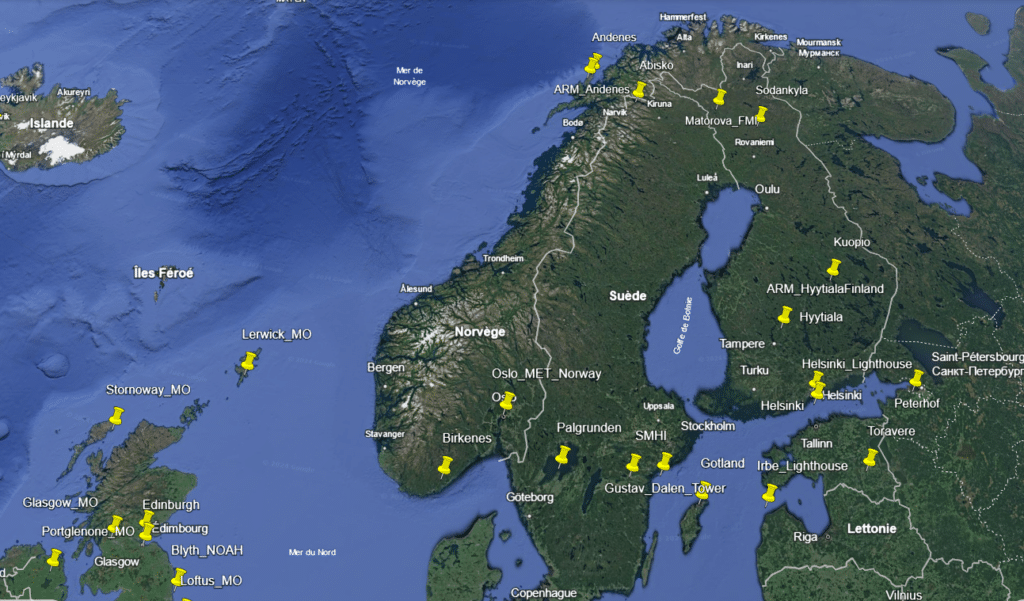 Map AERONET sites Sweden