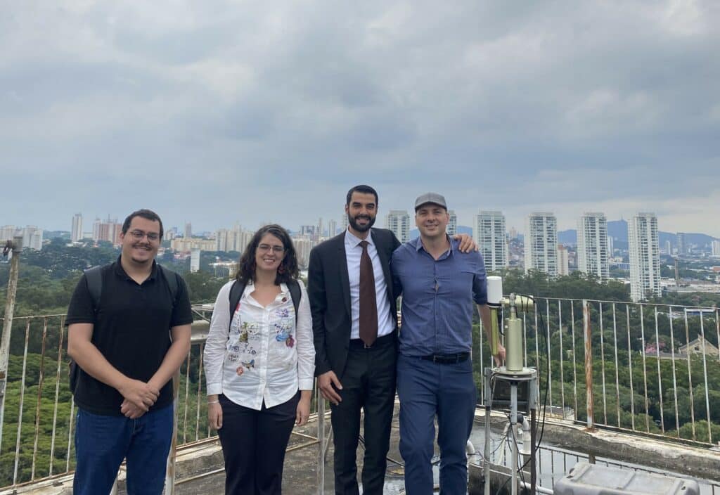 Photo of a CE318 photometer site in Sao Paulo with team